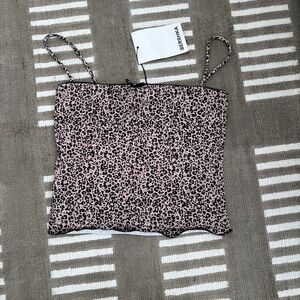 Bershka Pink and Black Leopard Camisole